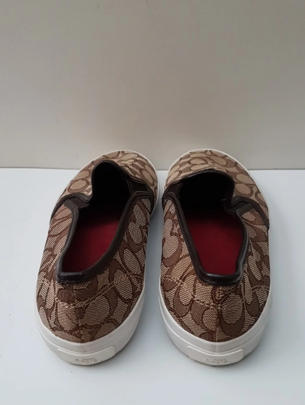 Coach Womens Brown Signature Jacquard Slip-On Sneakers - Picture 3 of 5